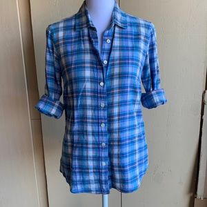 J Crew Sz 0 Plaid Button-up Shirt
